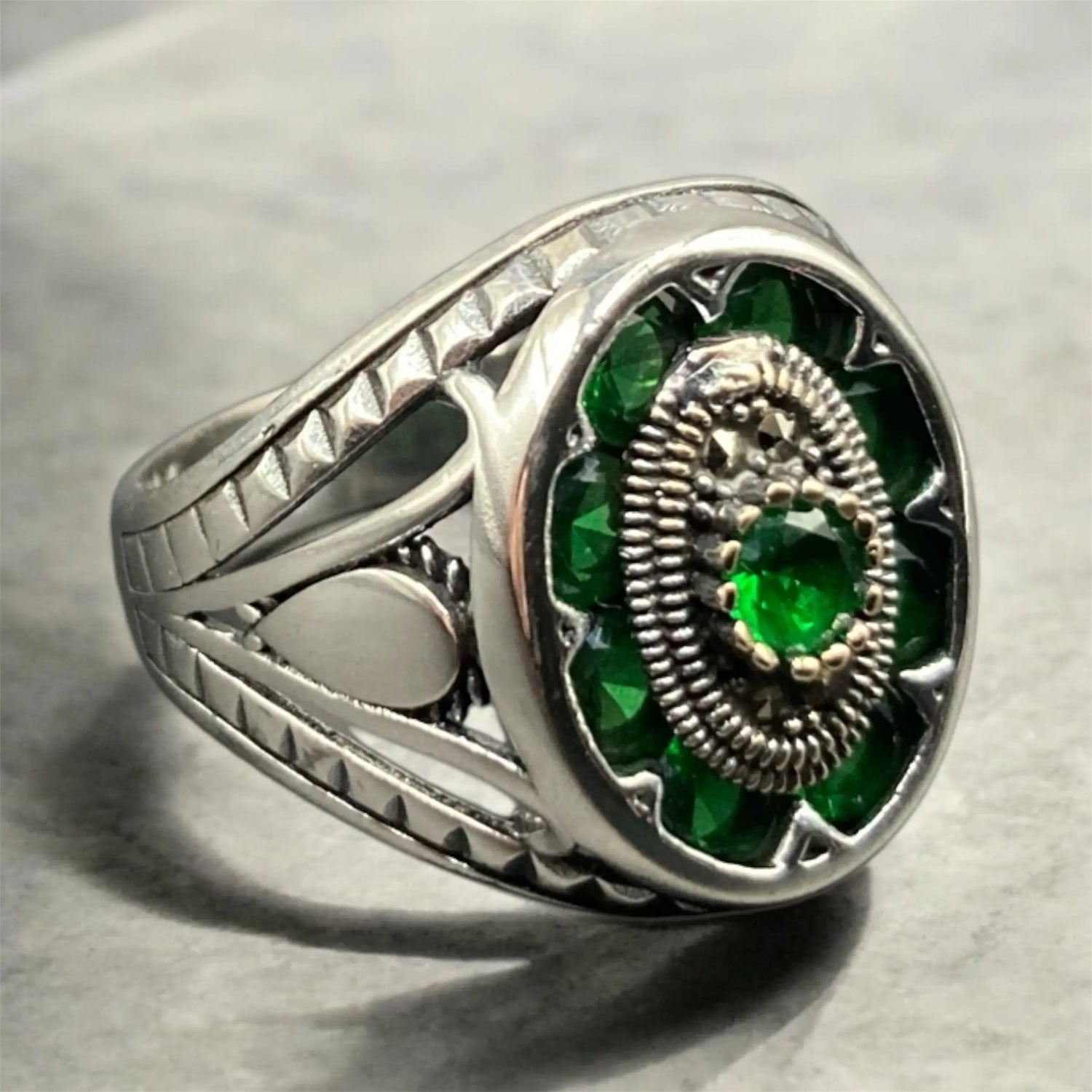 Chevalière Argent Onyx Vert – Élégance et Raffinement silverixshops