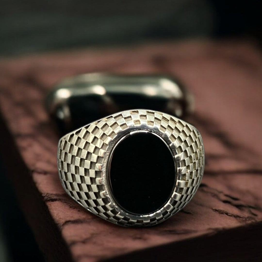 Chevalière Argent Luxe Artisanale Onyx Finisher-Élégance et Brillance silverixshops