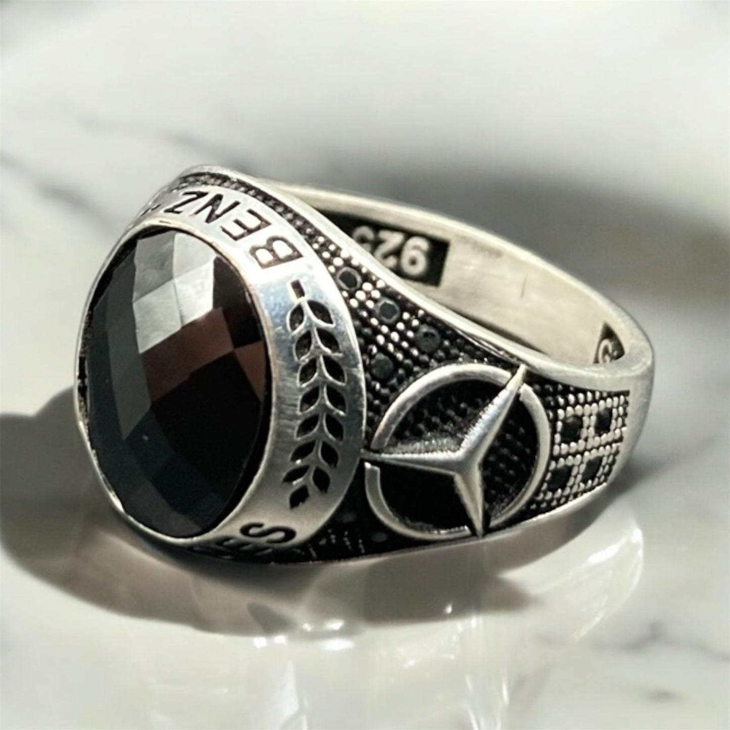 Bague Artisanale Argent Onyx - Mercedes | Élégance et Style silverixshops