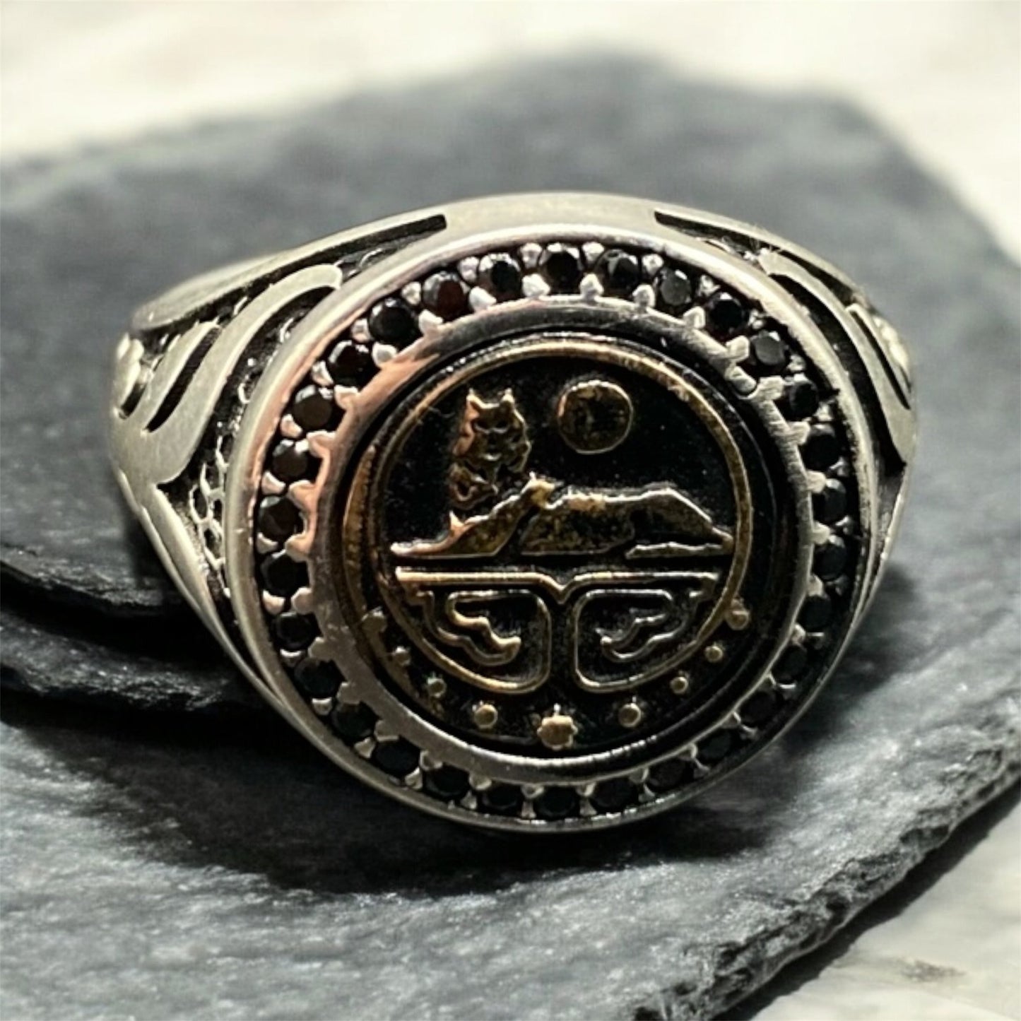 Chevalière Argent Zircon Loup – Élégant silverixshops