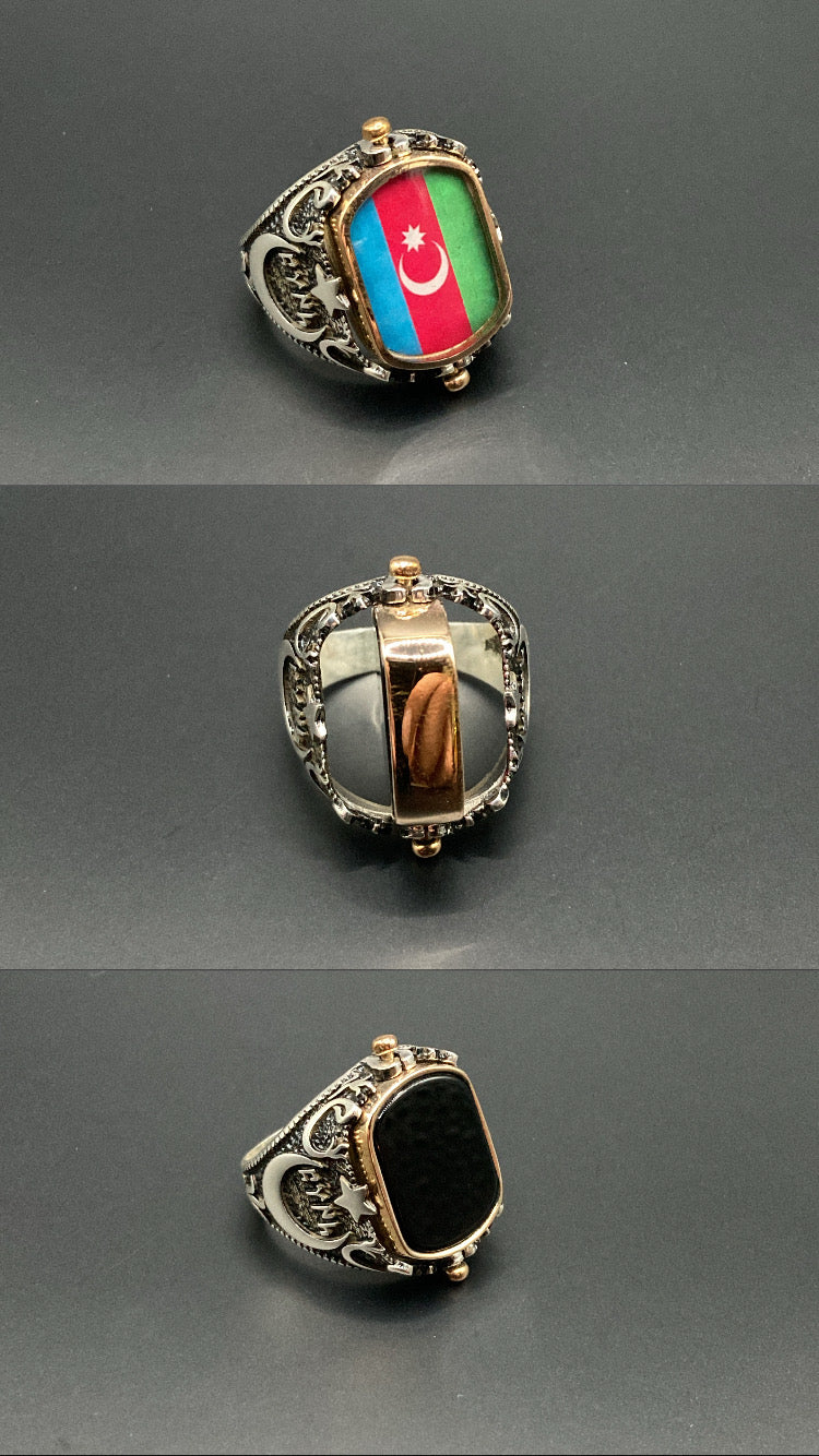 Chevalière Bague argent Azerbaïdjan Onyx silverixshops