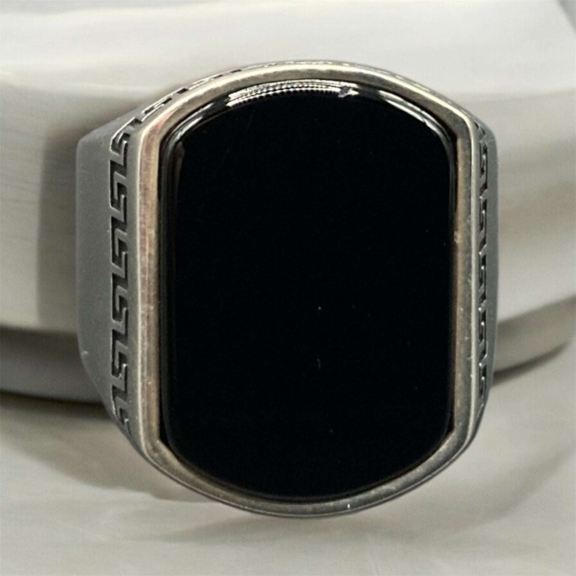 Chevalière Argent Massif Onyx Design Grec – Élégance silverixshops