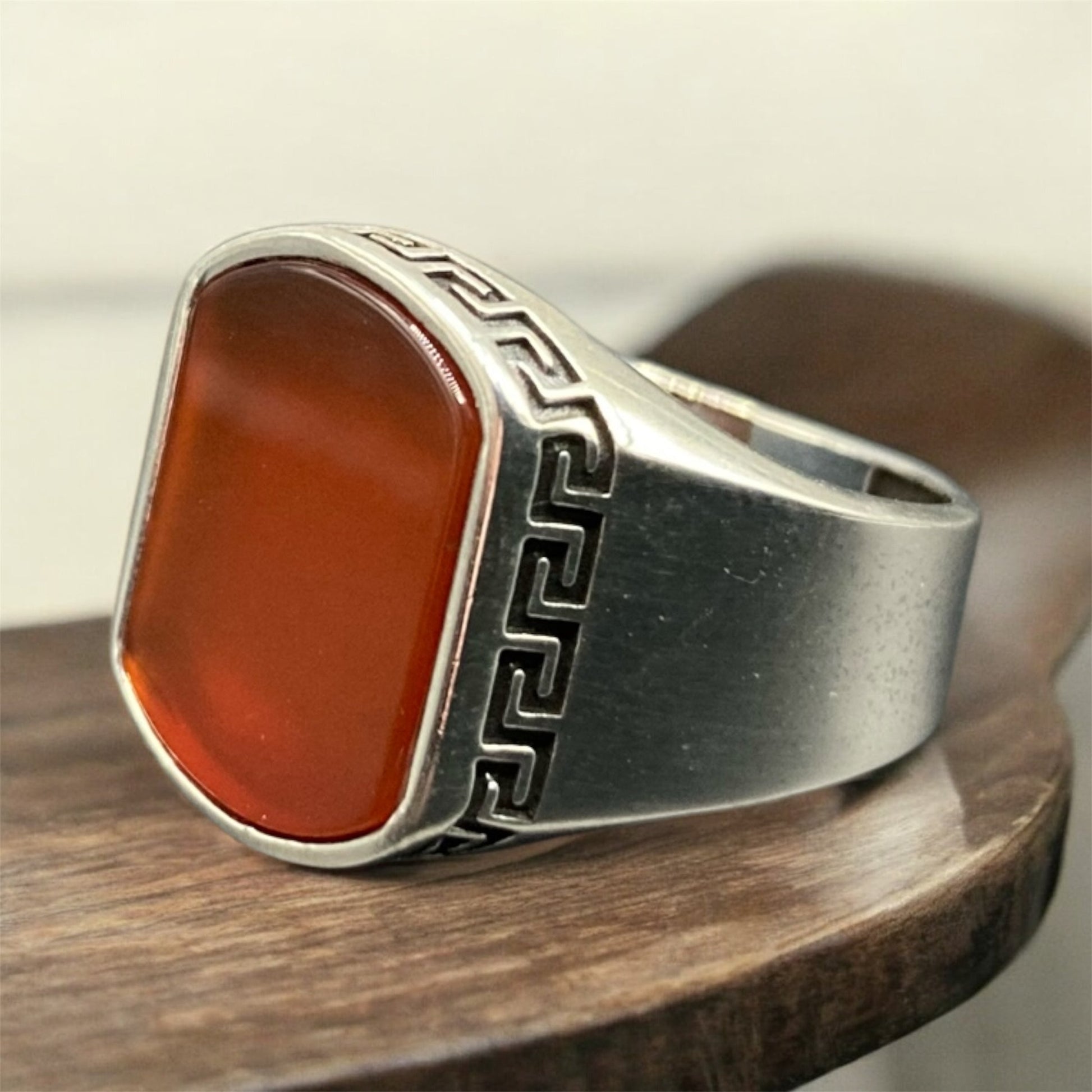 Chevalière Argent Onyx Design Grecque - Élégance silverixshops