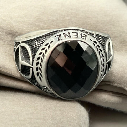 Bague Artisanale Argent Onyx - Mercedes | Élégance et Style silverixshops