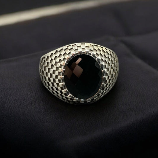 Chevalière Argent Luxe Artisanale Onyx Finisher-Élégance et Brillance silverixshops