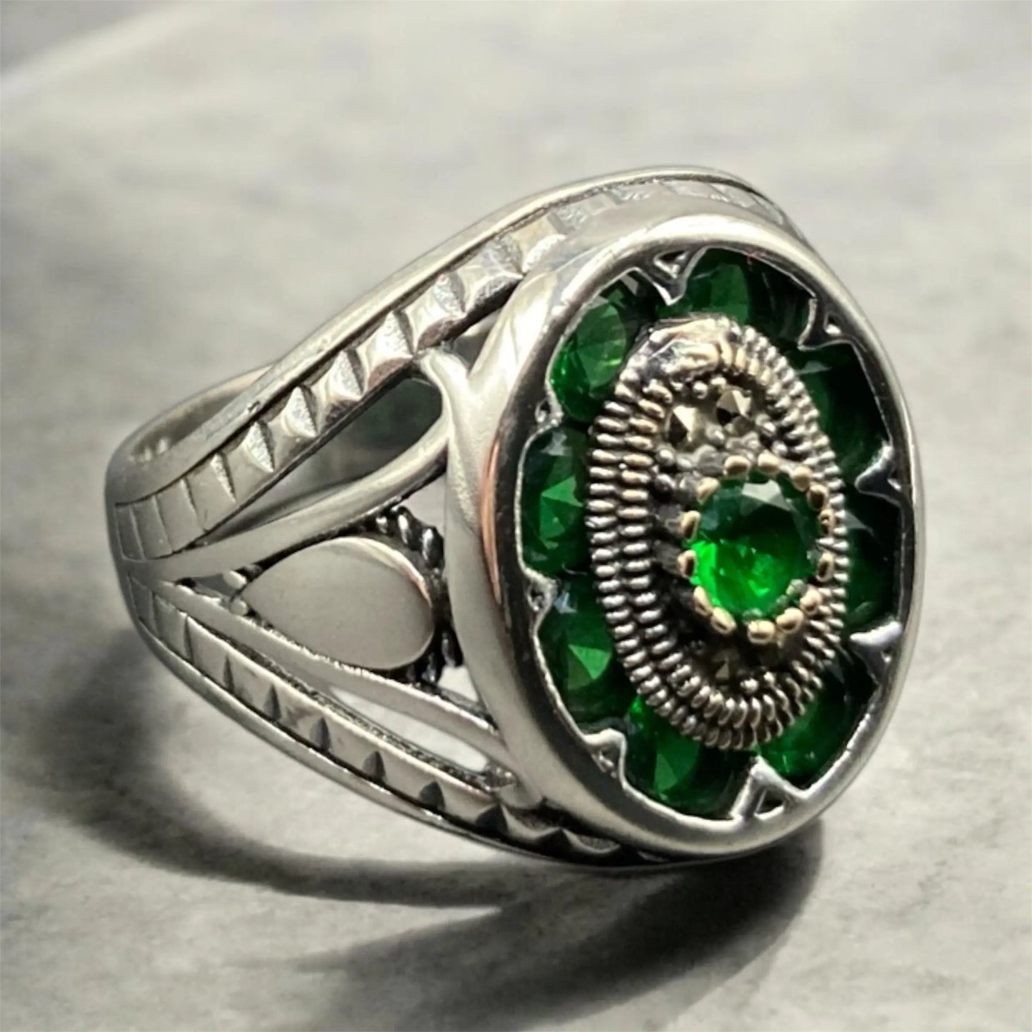 Chevalière Argent Onyx Vert – Élégance et Raffinement silverixshops