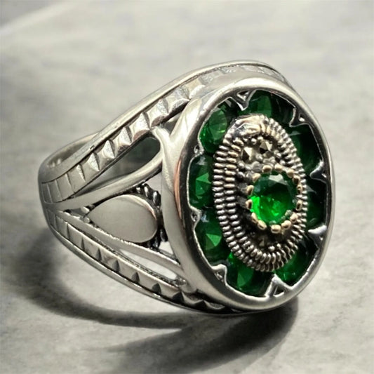 Chevalière Argent Onyx Vert – Élégance et Raffinement silverixshops