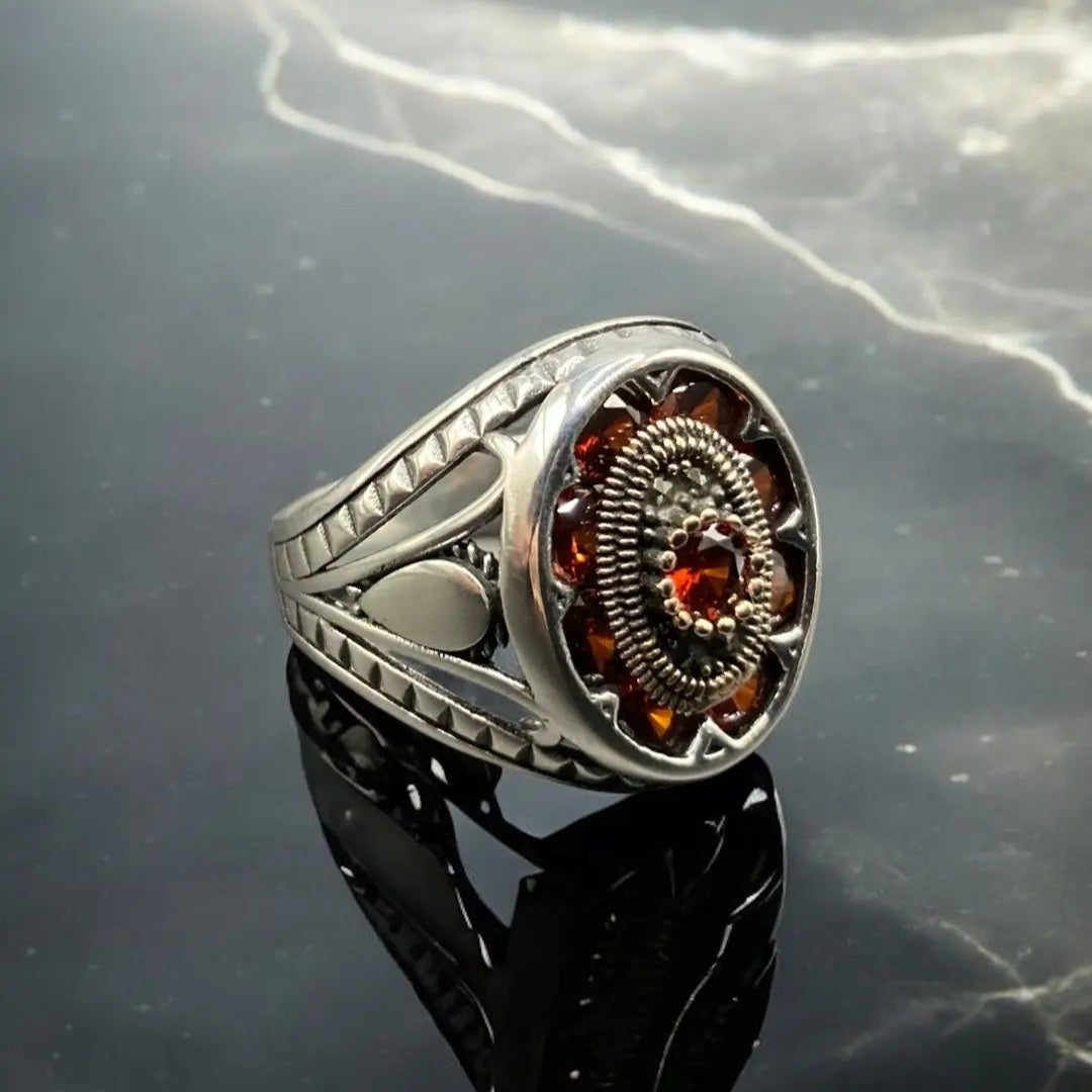 Chevalière Argent Onyx Rouge – Élégance et Distinction silverixshops