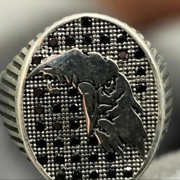 Chevalière Argent Aigle Zircon - Élégance & Courage silverixshops