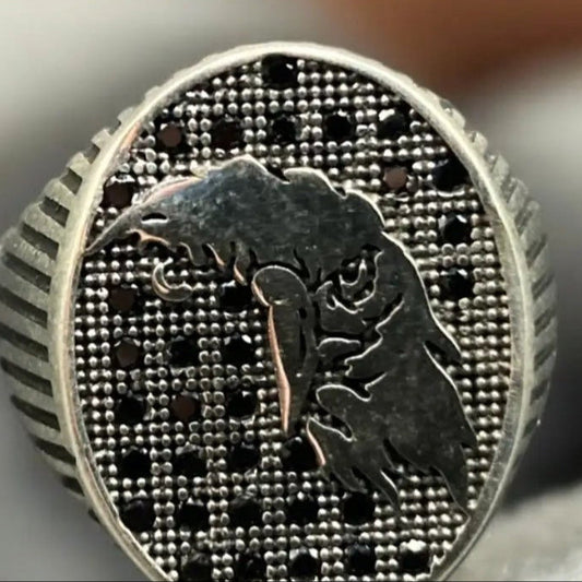 Chevalière Argent Aigle Zircon - Élégance & Courage silverixshops