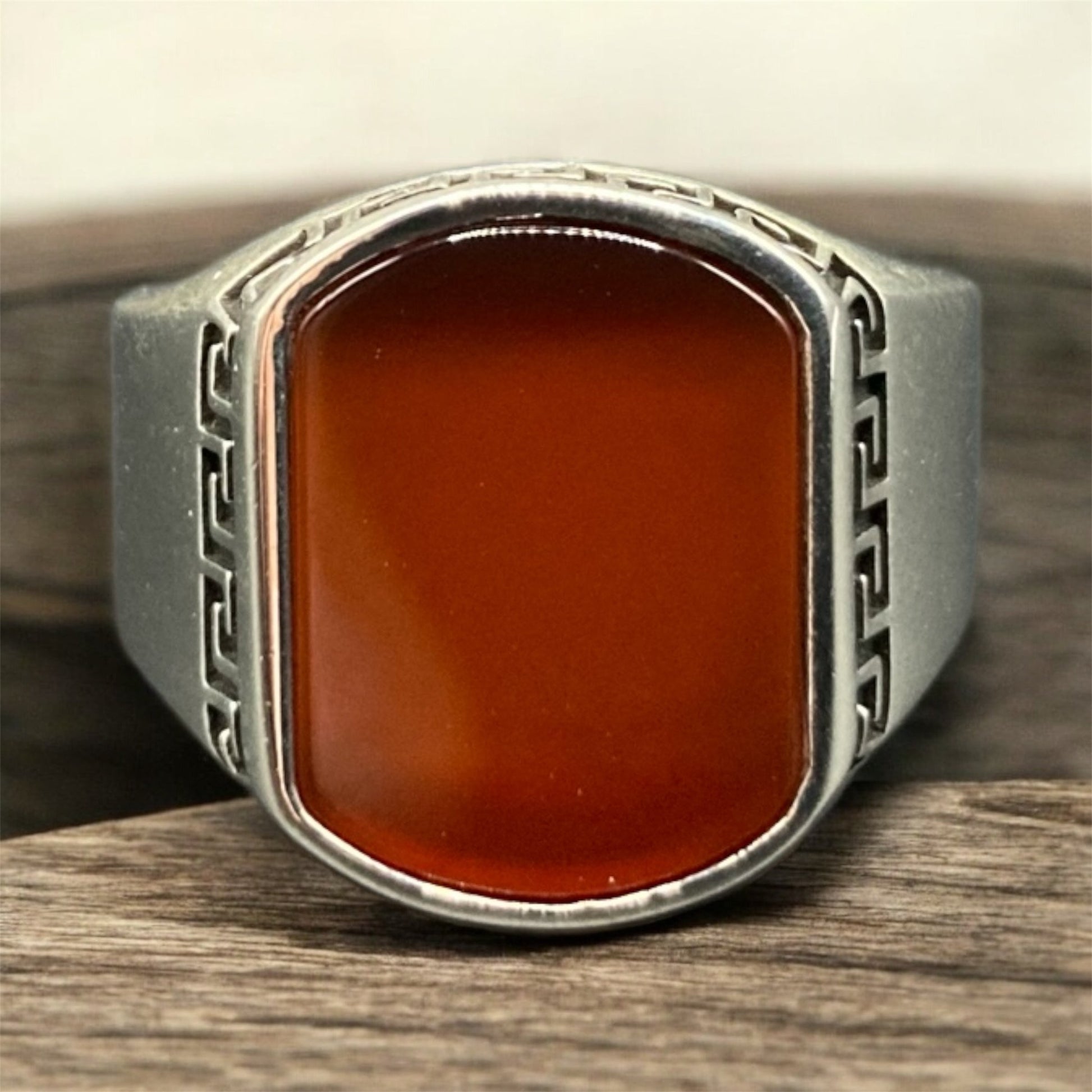 Chevalière Argent Onyx Design Grecque - Élégance silverixshops