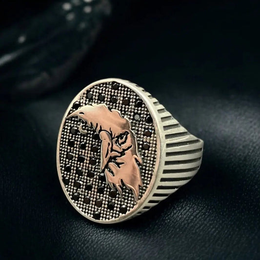 Chevalière Argent Aigle Zircon - Élégance & Courage silverixshops