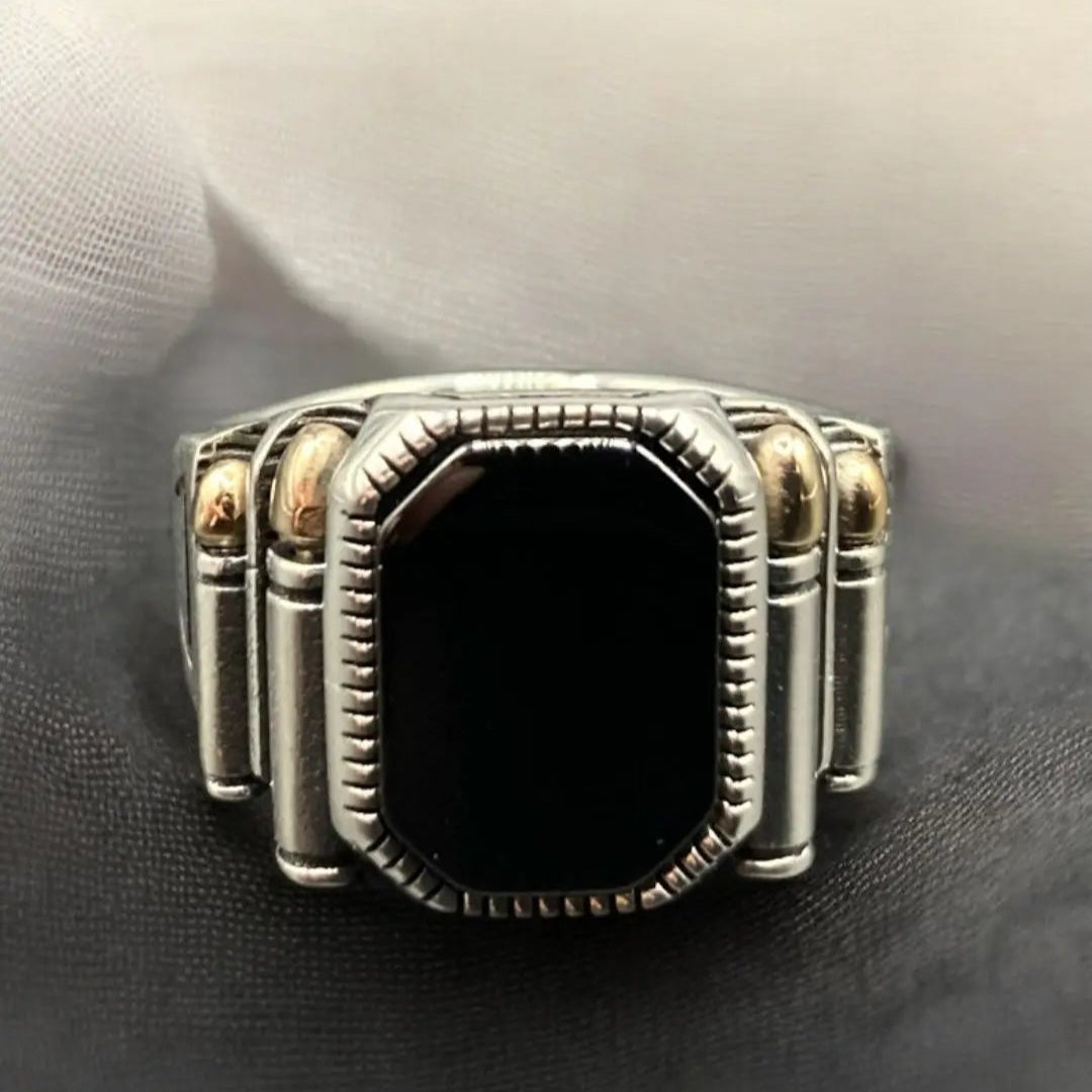 Chevalière Argent Luxe Onyx Cartouche – Élégance silverixshops