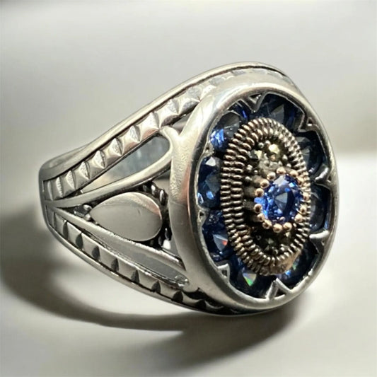 Chevalière Argent Onyx Bleu – Élégance et Distinction silverixshops