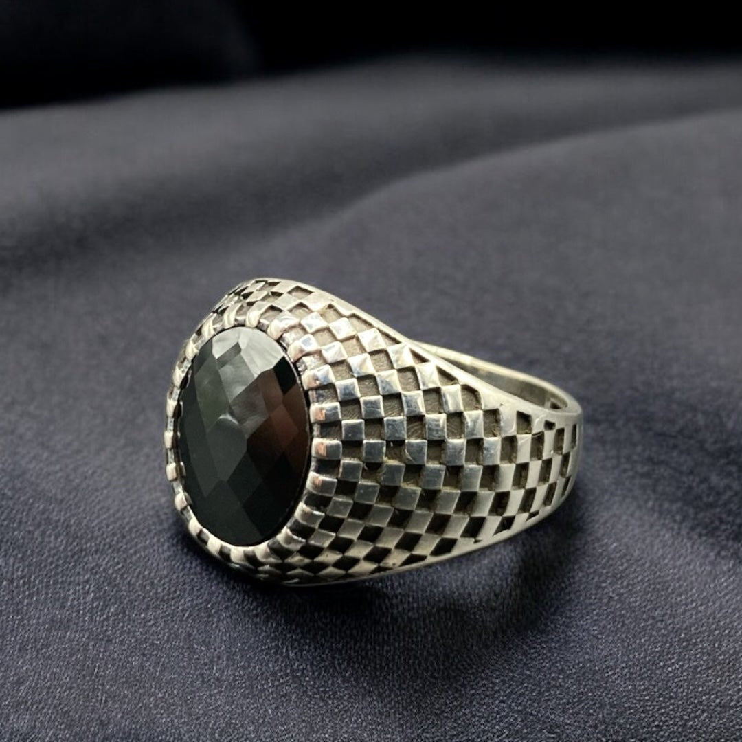 Chevalière Argent Luxe Artisanale Onyx Finisher-Élégance et Brillance silverixshops