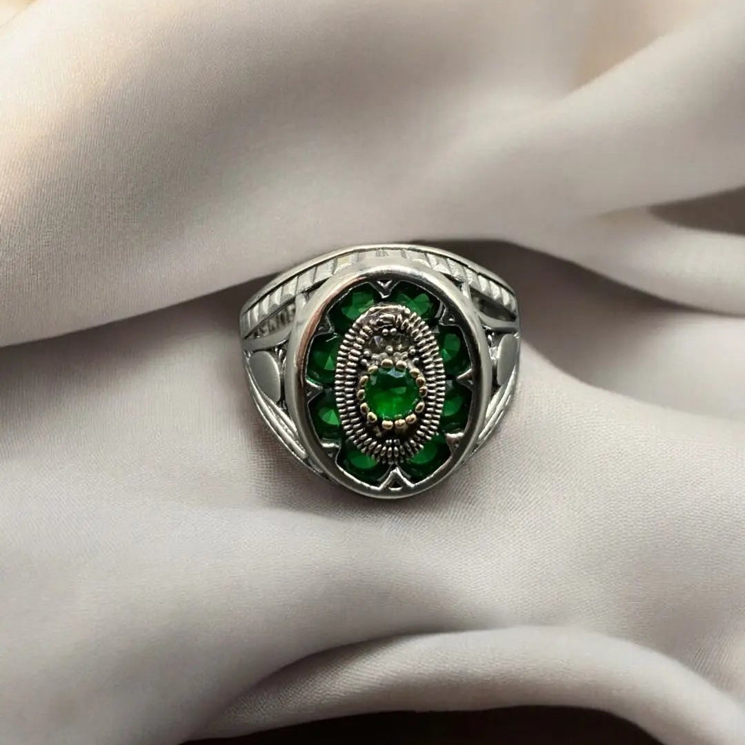 Chevalière Argent Onyx Vert – Élégance et Raffinement silverixshops