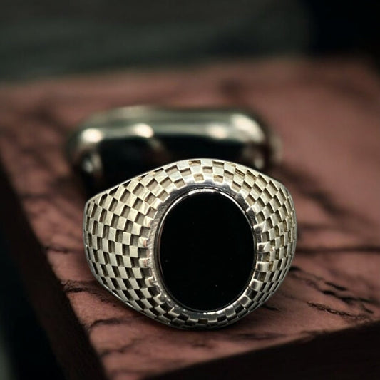 Chevalière Argent Luxe Artisanale Onyx Finisher-Élégance et Brillance silverixshops