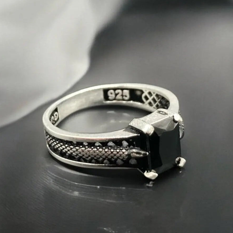 Chevalière Argent Onyx Griffe Aigle-Élégance et Brillance silverixshops