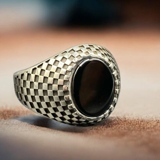 Chevalière Argent Luxe Artisanale Onyx Finisher-Élégance et Brillance silverixshops
