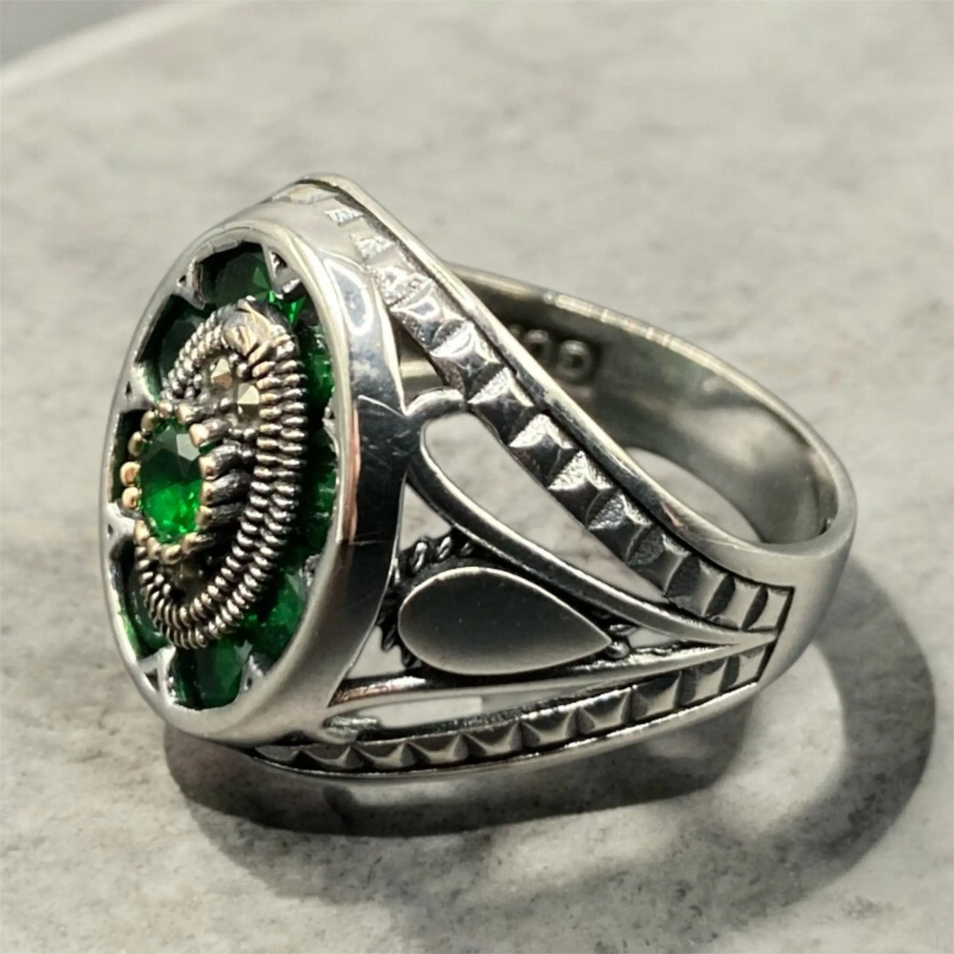 Chevalière Argent Onyx Vert – Élégance et Raffinement silverixshops
