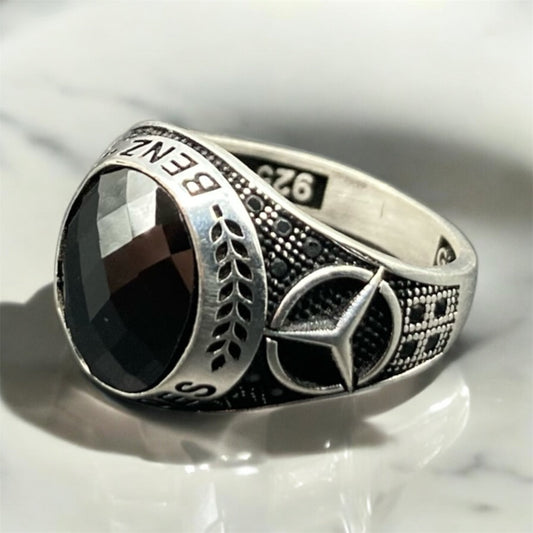Bague Artisanale Argent Onyx - Mercedes | Élégance et Style silverixshops