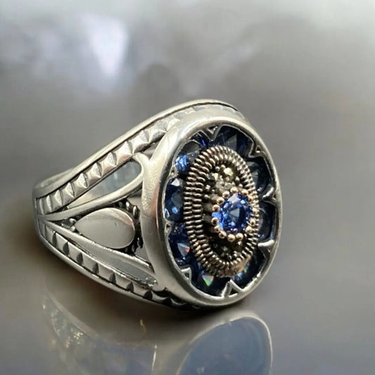 Chevalière Argent Onyx Bleu – Élégance et Distinction silverixshops