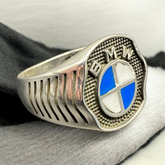 Bague Artisanale Argent Massif Design BMW | Élégance et Performance silverixshops