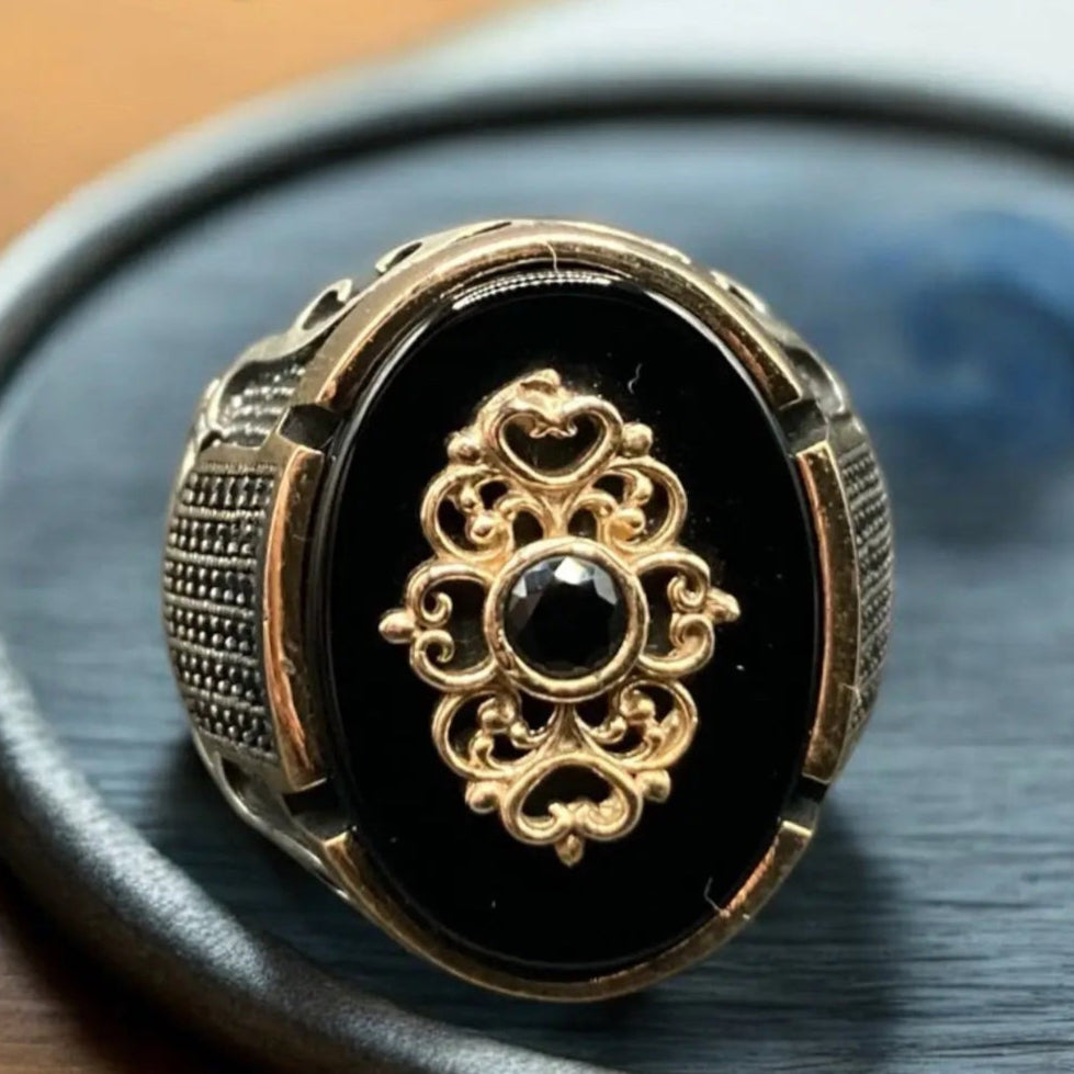 Chevalière Bague Argent Onyx Zircon Homme silverixshops