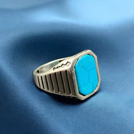 Chevalière Argent Massif Onyx Turquoise Homme | Élégance et Style silverixshops